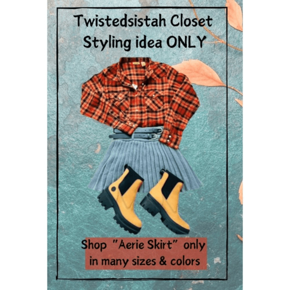 Aerie Take Charge Blue Sweater Skirt Medium New with tag - Picture 3 of 5